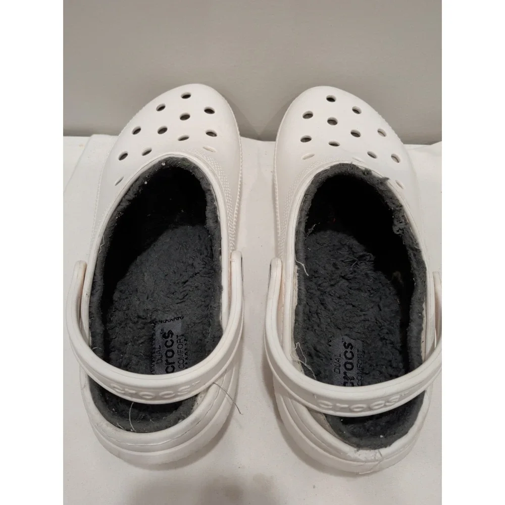 CROCS Classic Lined Clogs Unisex Size US M10 W12 White Grey with Tags